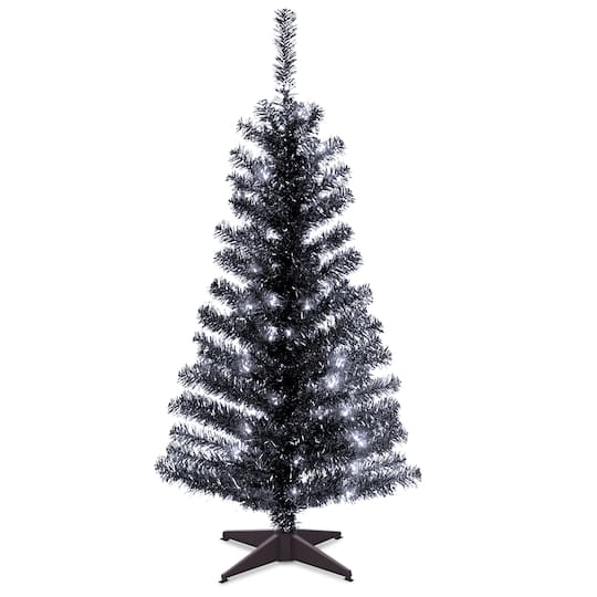 4ft. Pre-Lit Tinsel Artificial Christmas Tree, Clear Lights